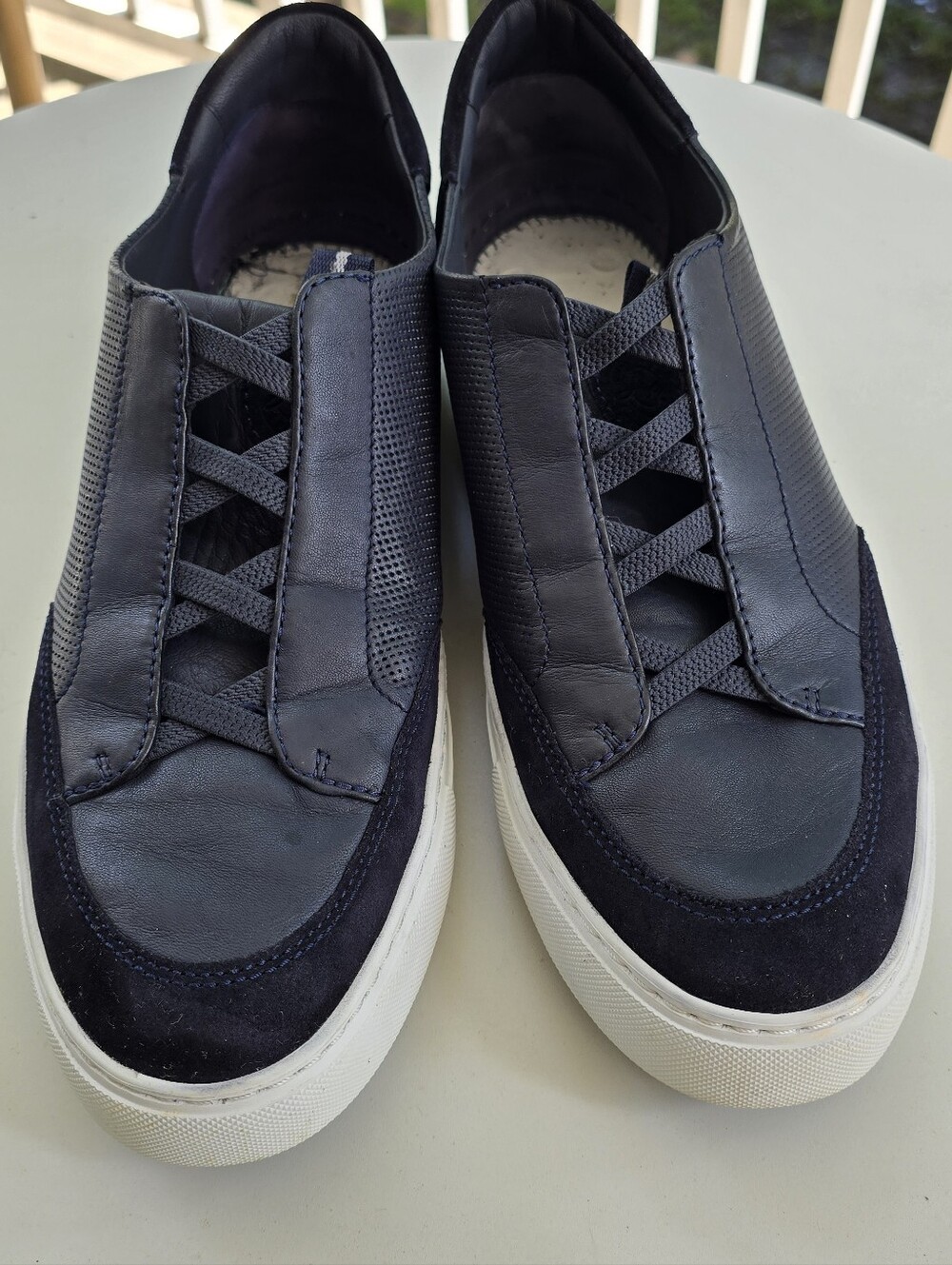 Johnston & Murphy Anson Stretch Lace to Toe Blue Suede And Leather Men's Size 12